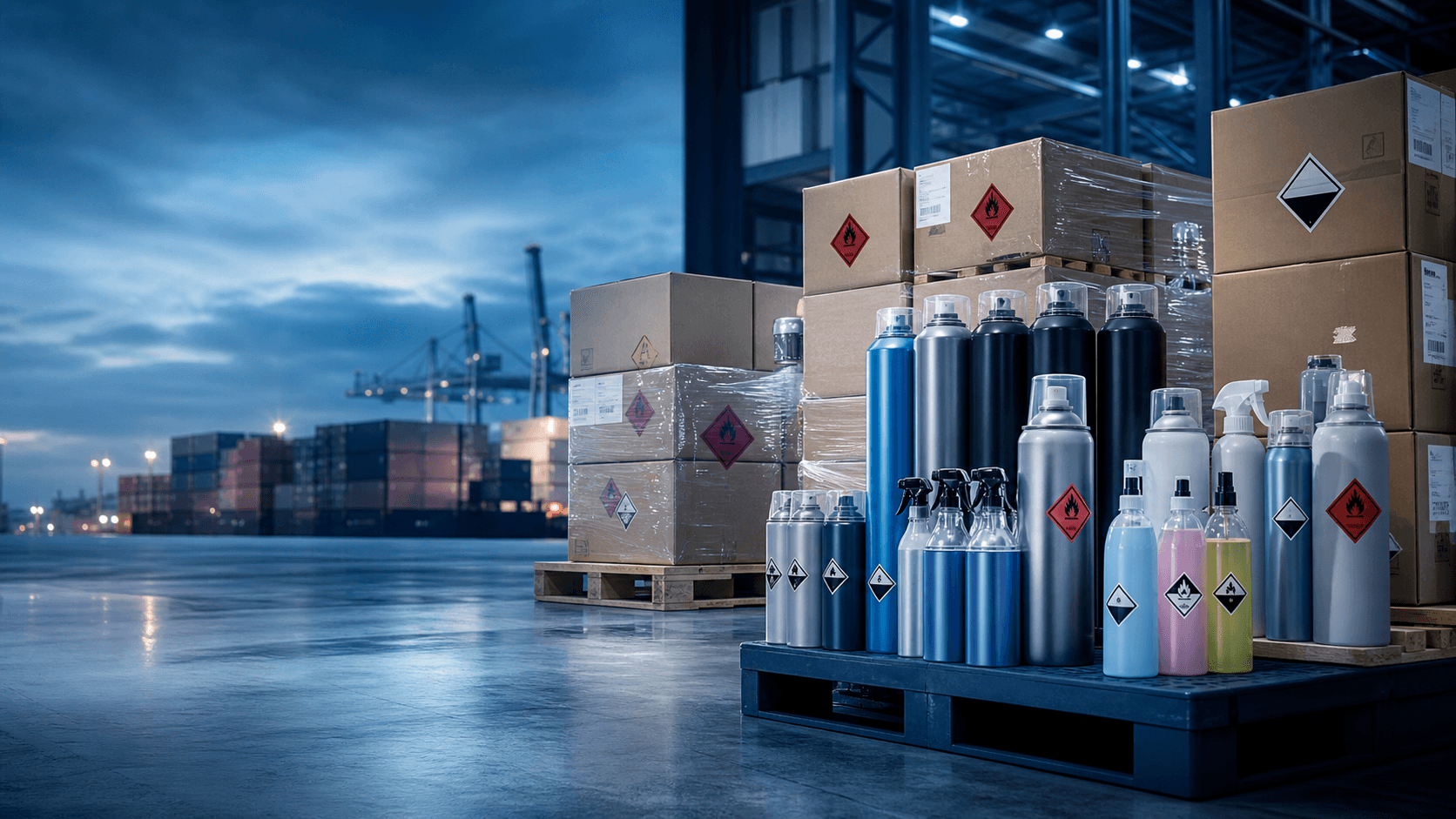Aerosol products, compliant carton packaging, and dangerous goods export scene