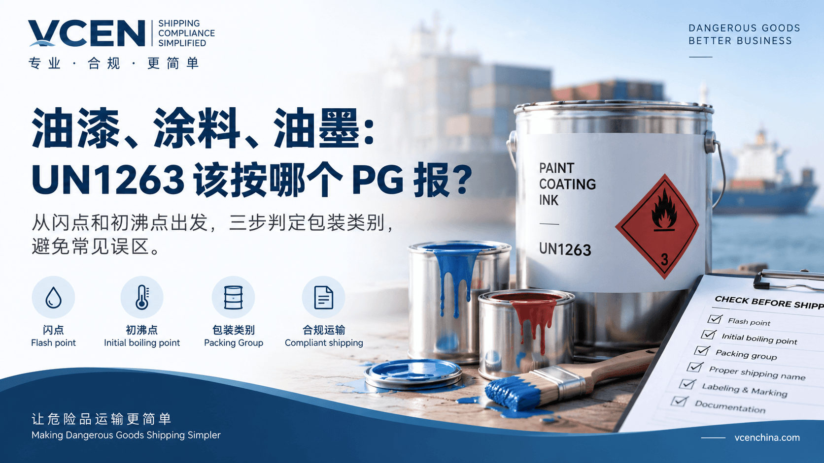 Paint cans with a Class 3 flammable liquid label for UN1263 packing group review